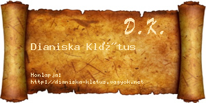Dianiska Klétus névjegykártya